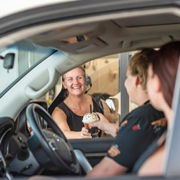 Barista in coffee van